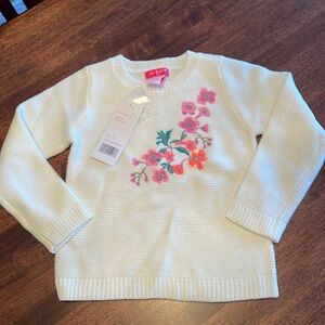 U-knit winter white flower sweater